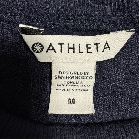 Athleta Studio Barre Sweatshirt Medium Long Sleeve Top Blue Off The Shoulder - Picture 6 of 8